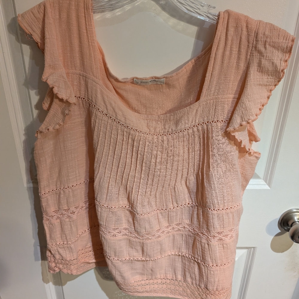 Lucky Brand Blush Eyelet Salmon Peach Pinkish Blouse - Picture 6 of 6